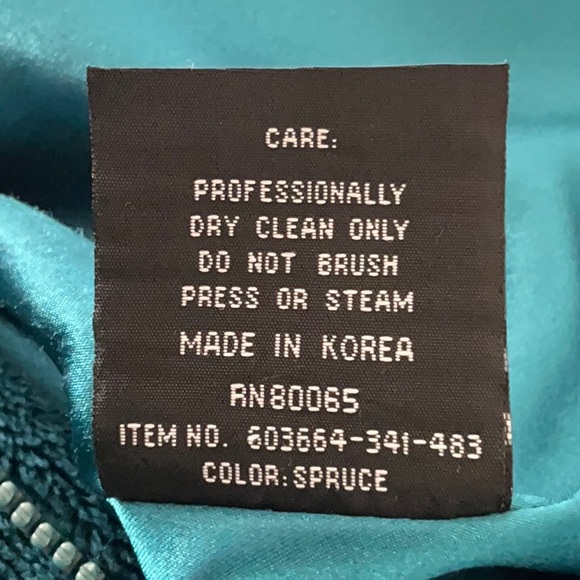 VINTAGE Susan Somers Collection zip front car coat. Teal w/ hood. - Picture 8 of 13